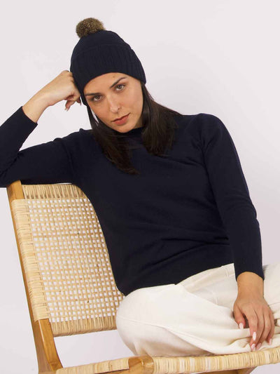 Lambswool Beanie with Pom-Pom