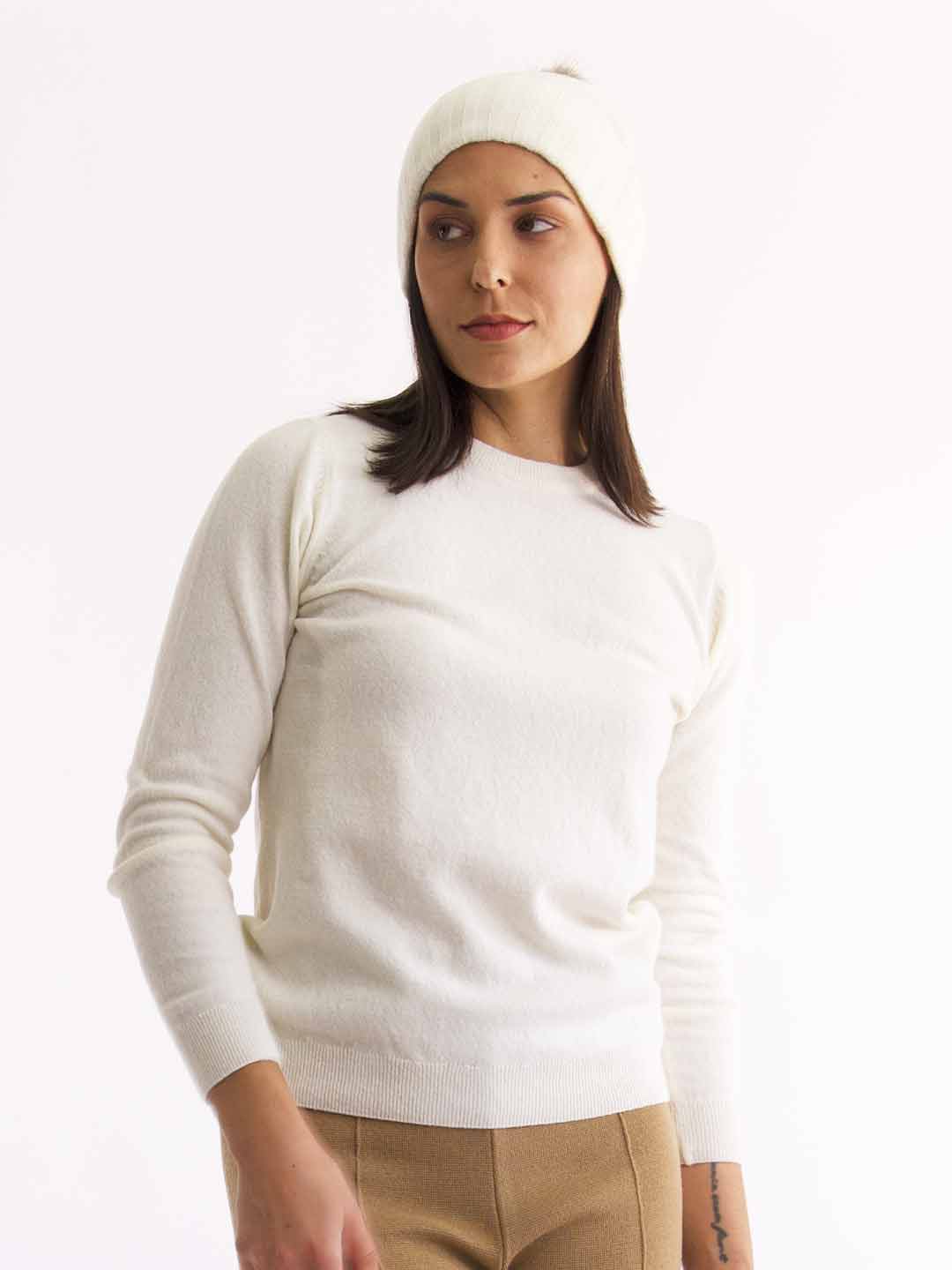 Lambswool Beanie with Pom-Pom