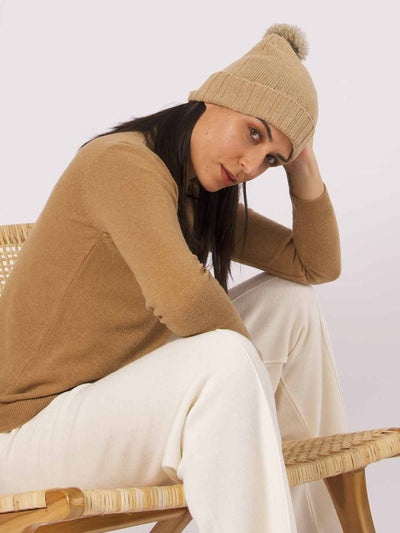 Lambswool Beanie with Pom-Pom