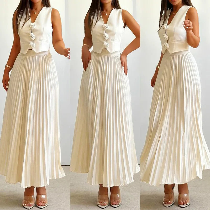 Rosaire | Floral Vest and Skirt Set