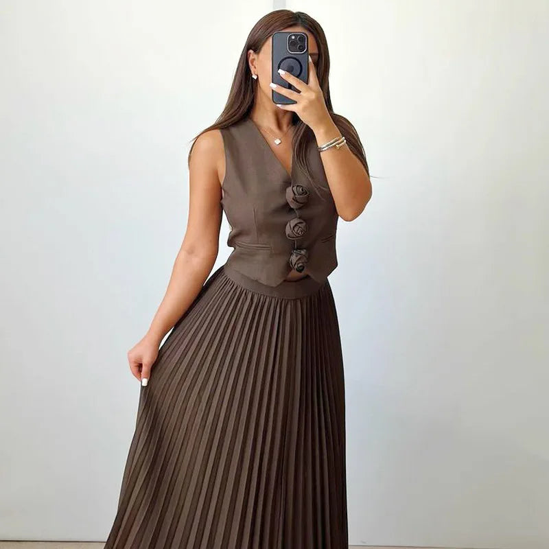 Rosaire | Floral Vest and Skirt Set
