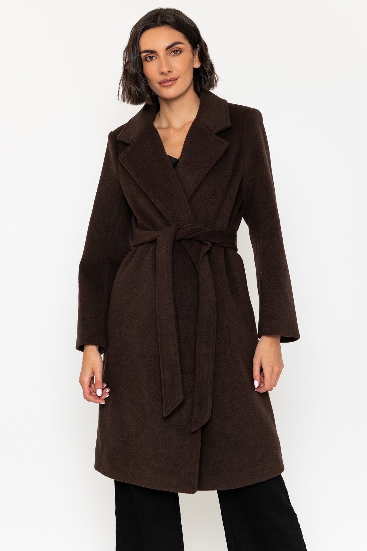 Brown Coat with Detachable Faux Fur Collar