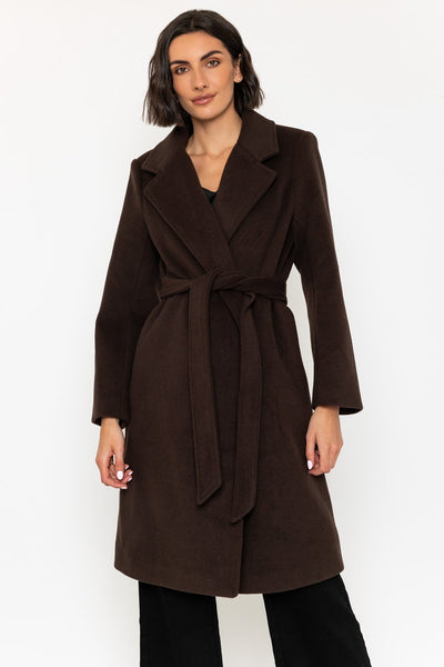 Brown Coat with Detachable Faux Fur Collar