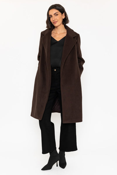 Brown Coat with Detachable Faux Fur Collar