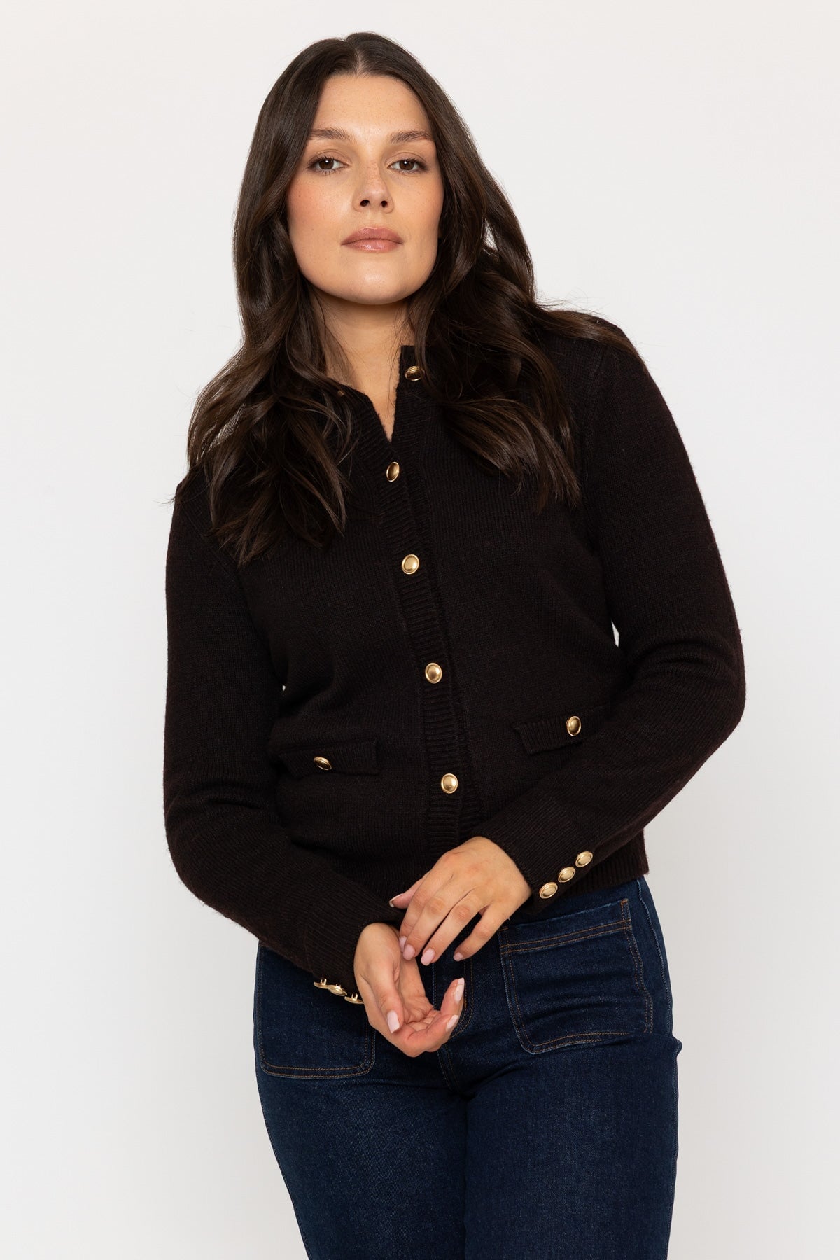 Wool Blend Cardigan in Brown