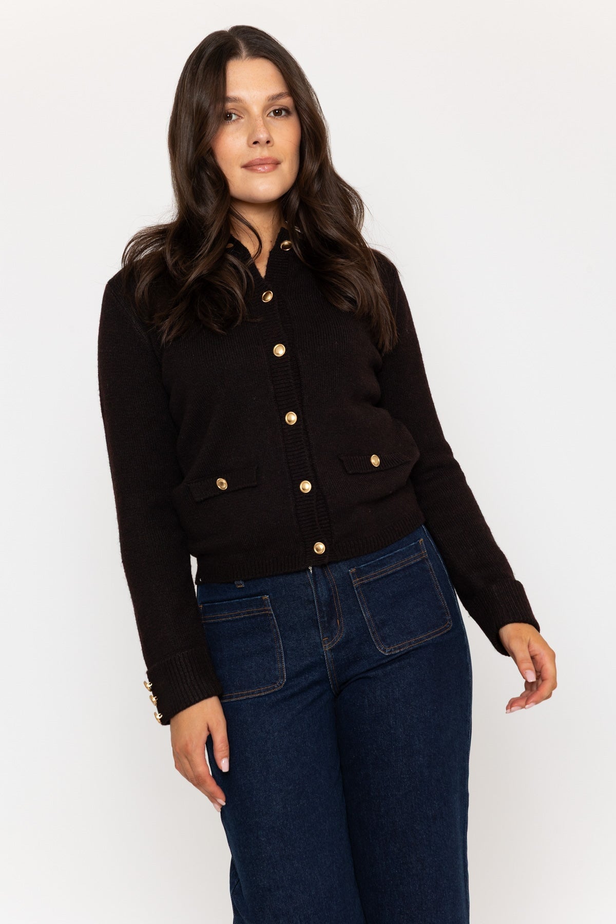 Wool Blend Cardigan in Brown