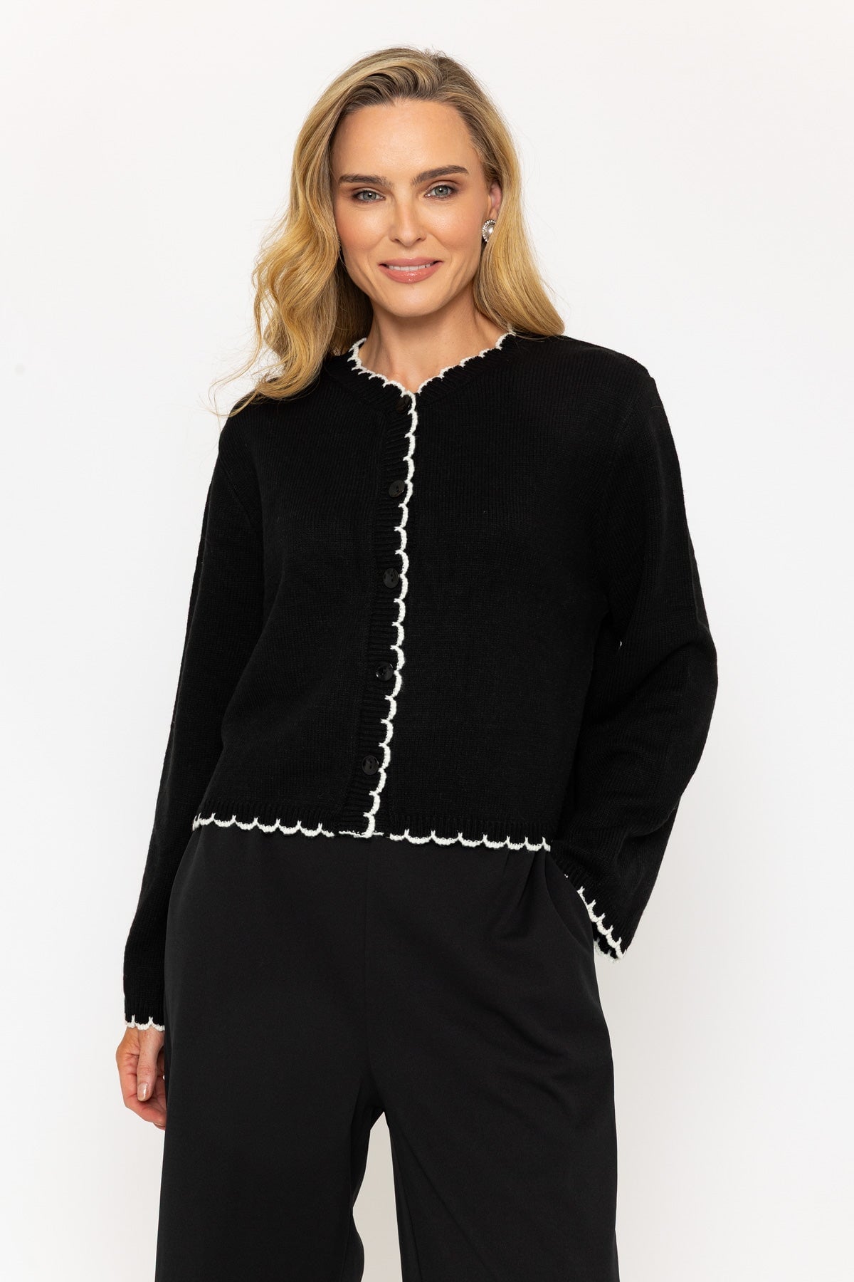 Black Cardigan With Contrast
