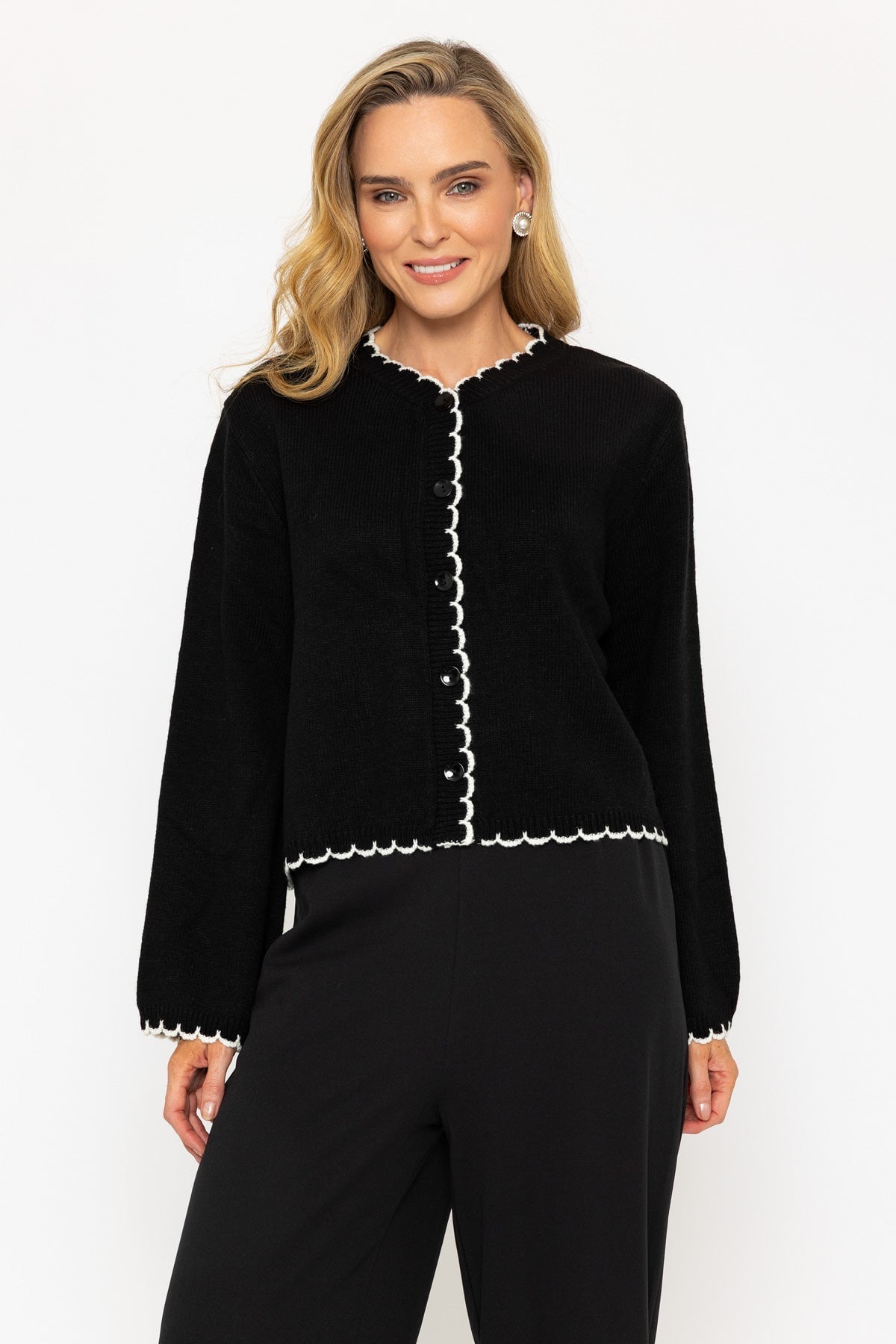 Black Cardigan With Contrast