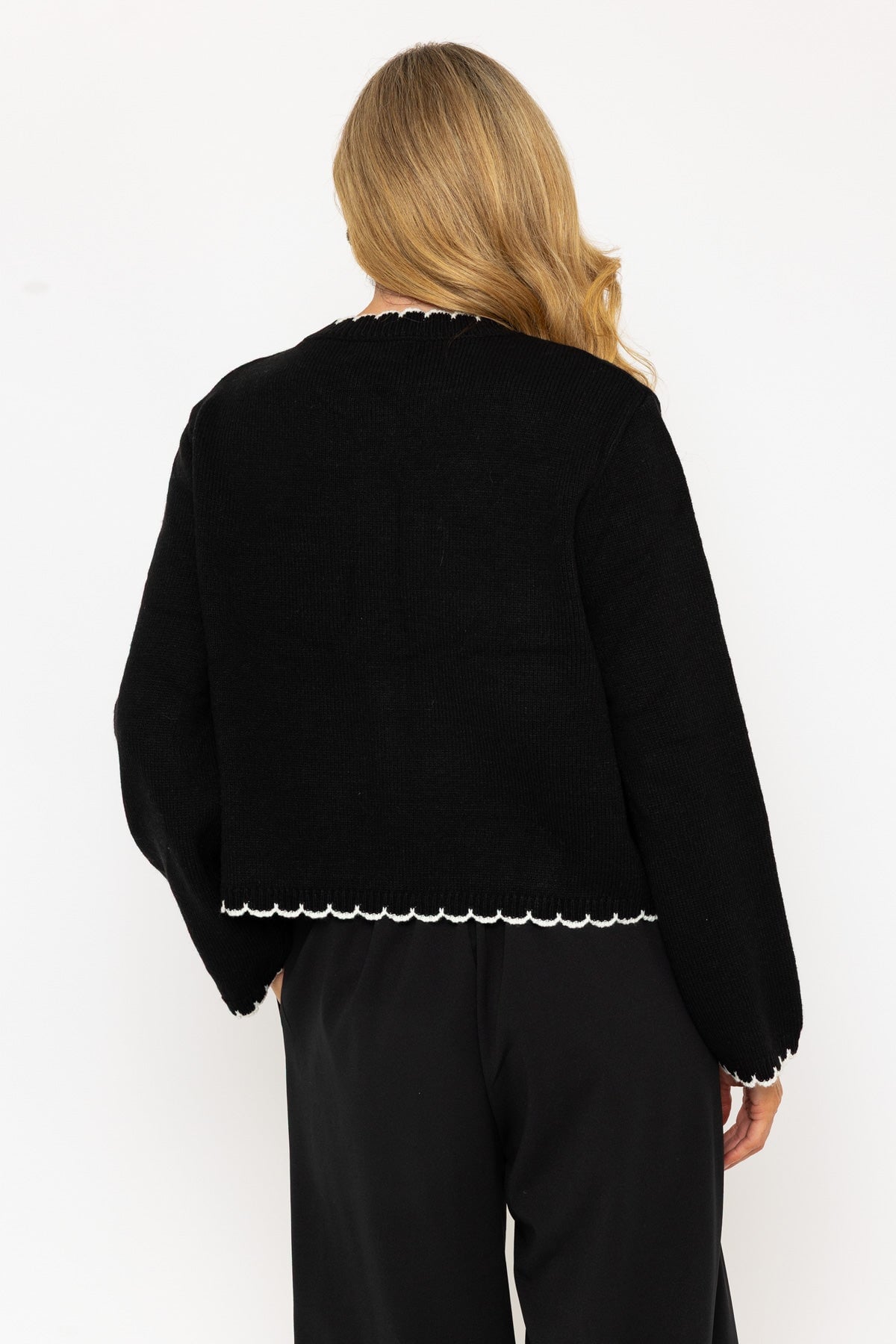 Black Cardigan With Contrast