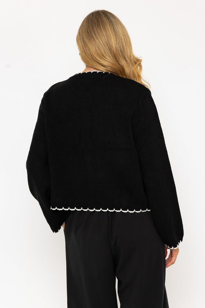 Black Cardigan With Contrast