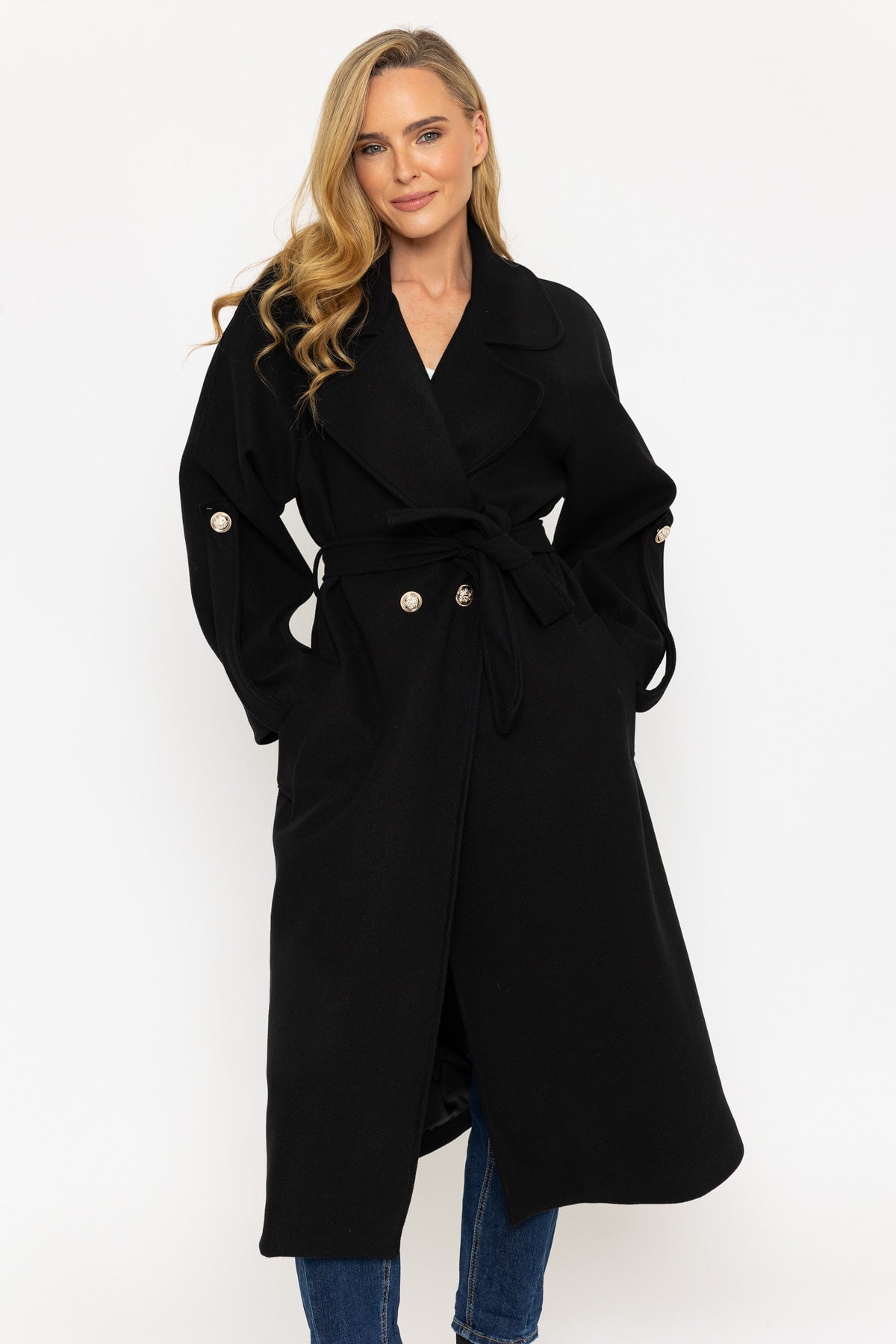 Black Long Belted Coat