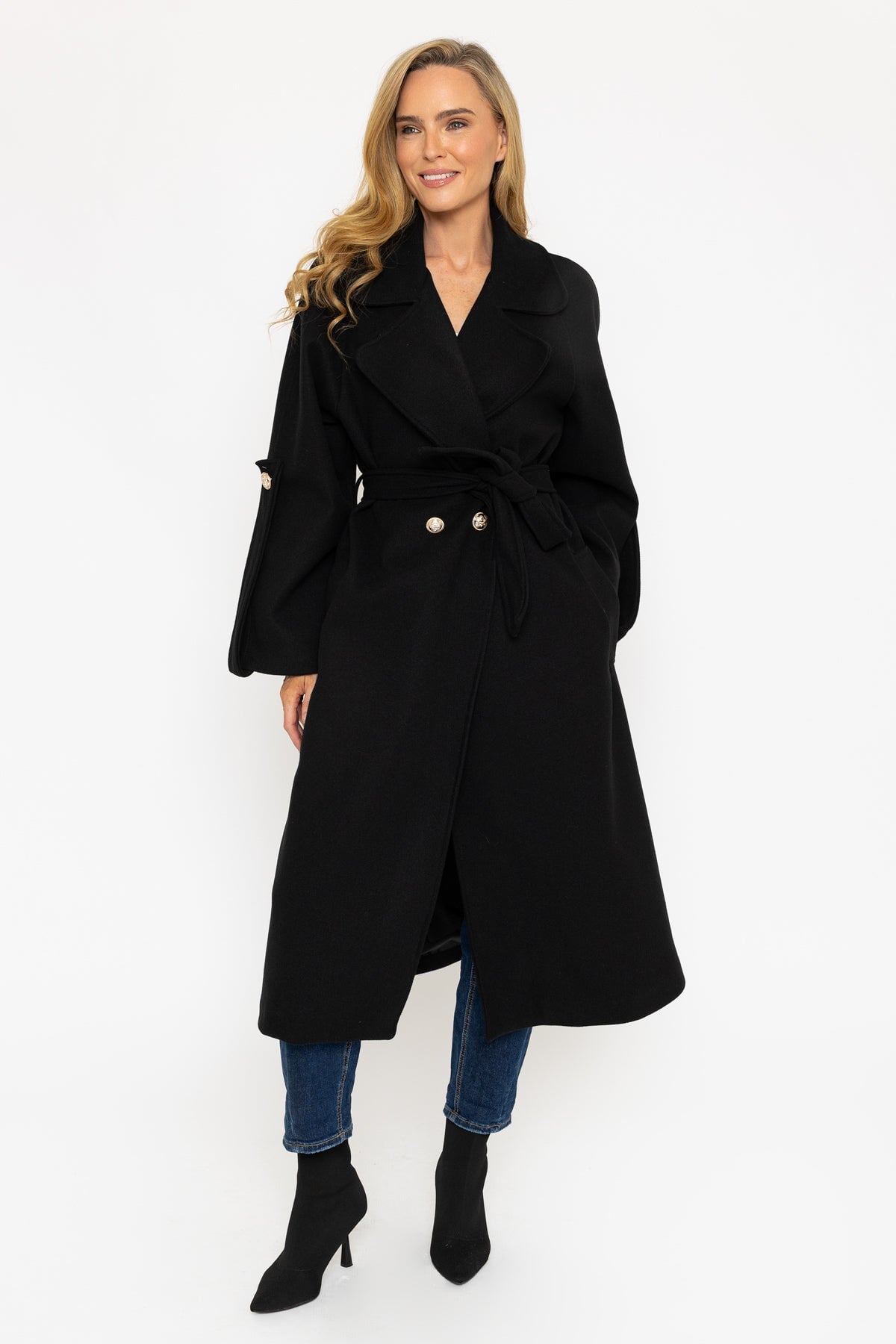 Black Long Belted Coat