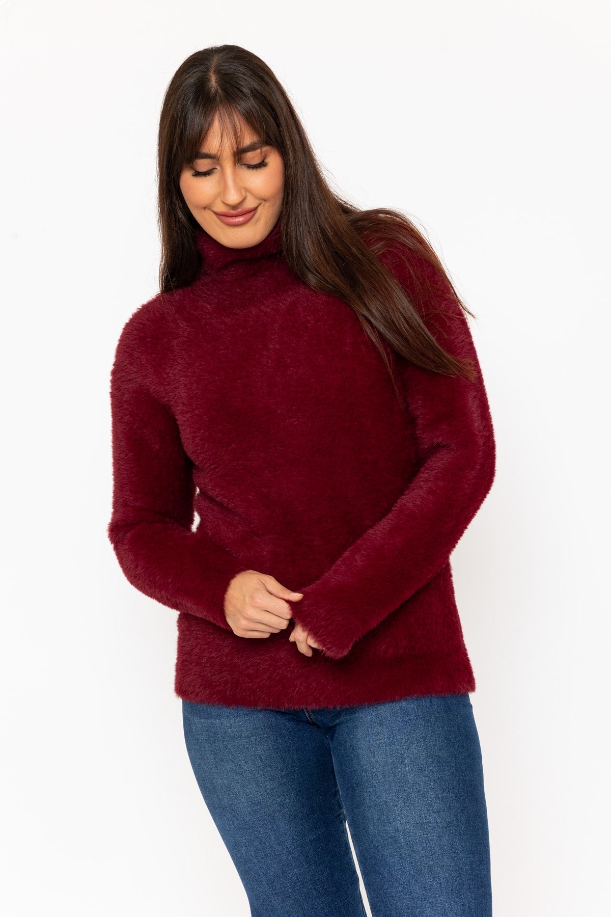 Burgundy Hairy Soft Touch Knit Jumper