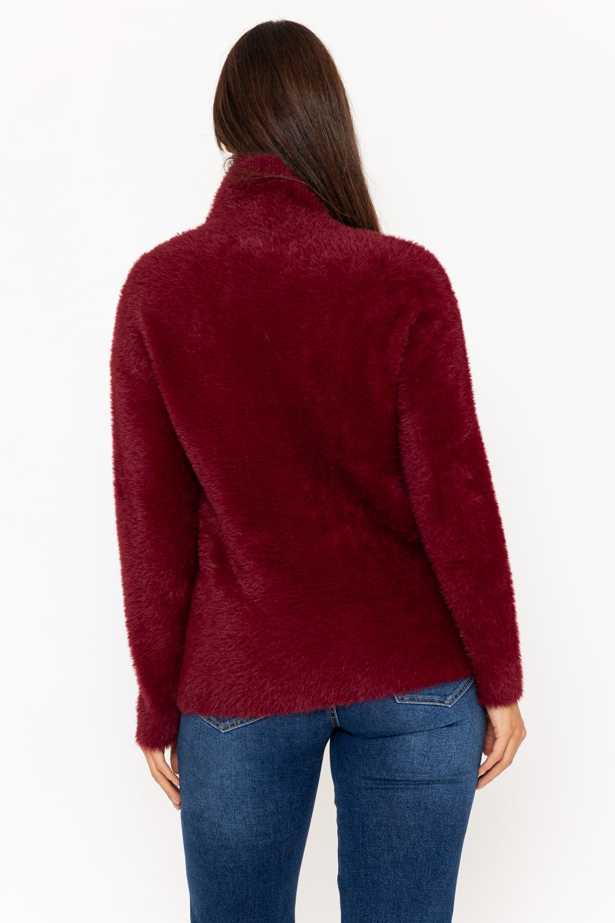Burgundy Hairy Soft Touch Knit Jumper