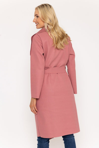 Chuck On Long Wrap Coat in Pink