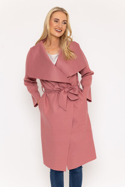 Chuck On Long Wrap Coat in Pink