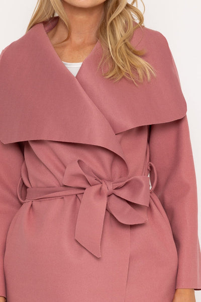 Chuck On Long Wrap Coat in Pink