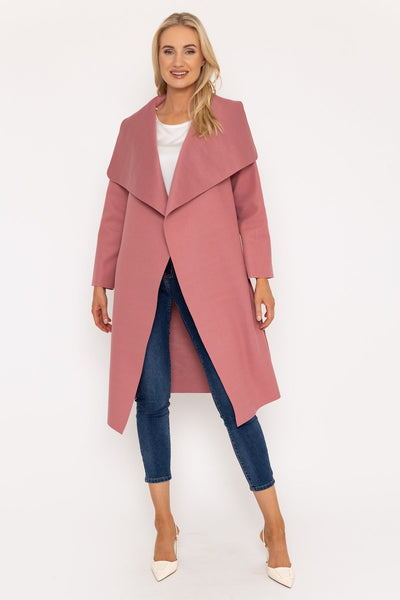 Chuck On Long Wrap Coat in Pink