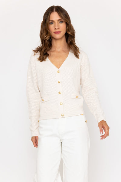 Cream Lightweight Cardigan with Gold Buttons