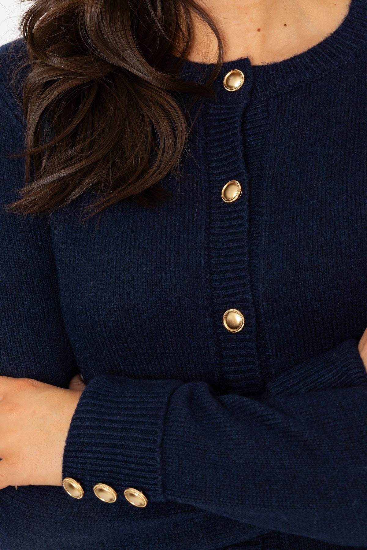 Wool Blend Cardigan in Navy