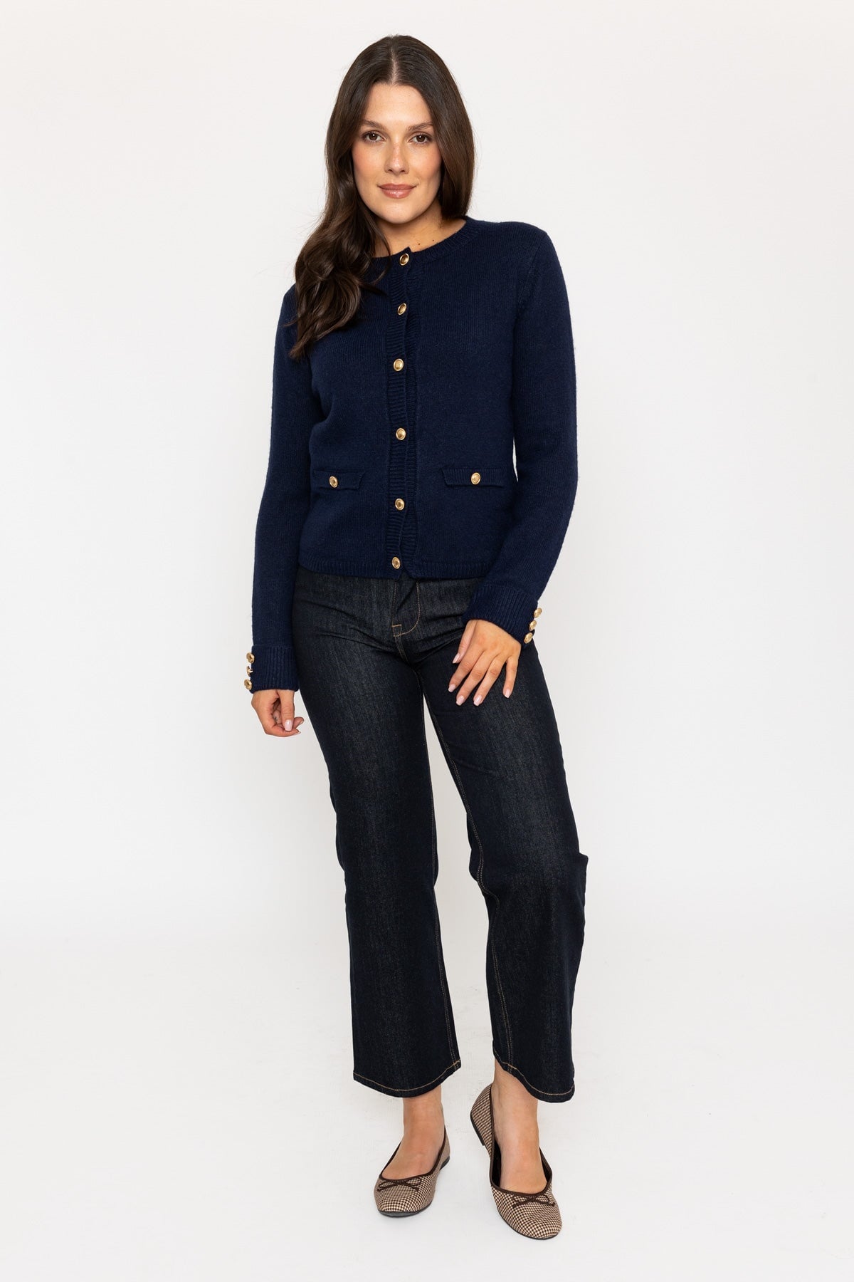 Wool Blend Cardigan in Navy