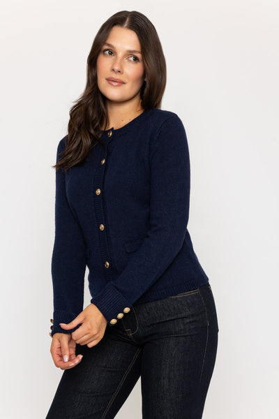 Wool Blend Cardigan in Navy